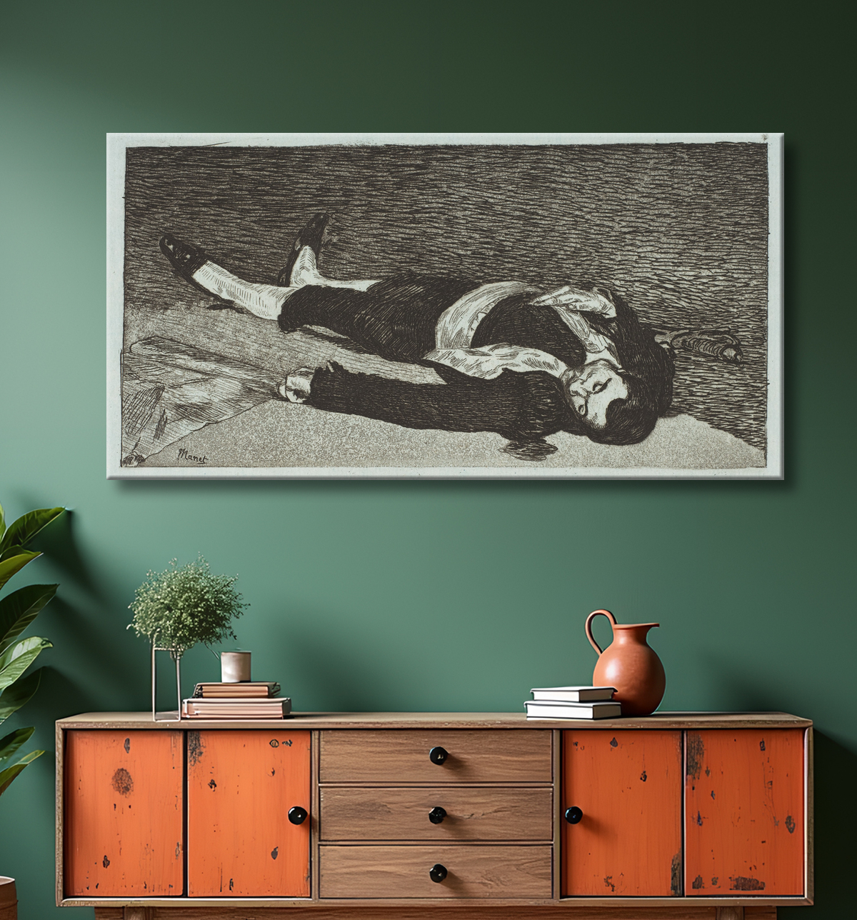 Reproduction Toréador mort de Edouard Manet avec decor