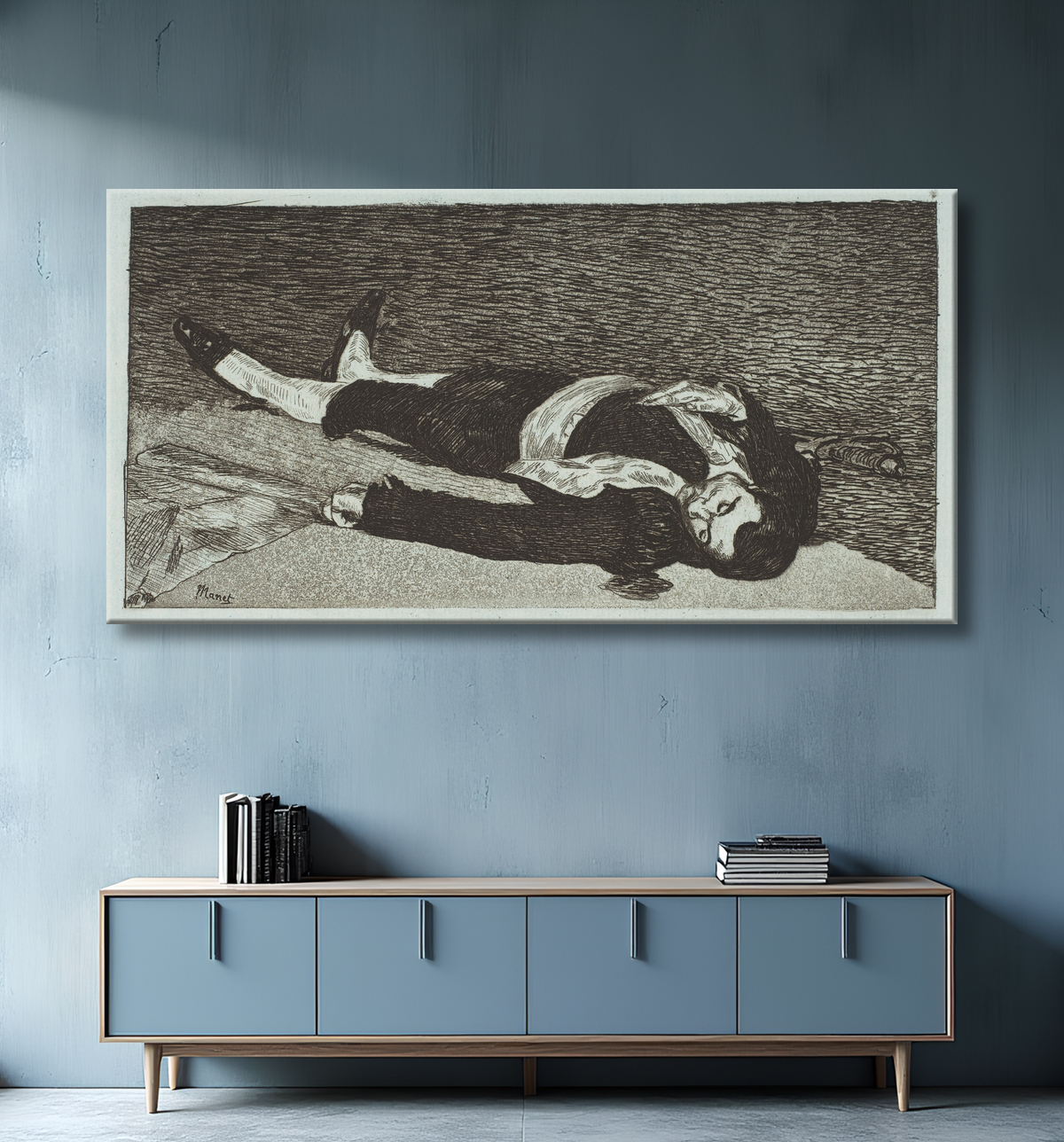 Reproduction Toréador mort de Edouard Manet avec decor