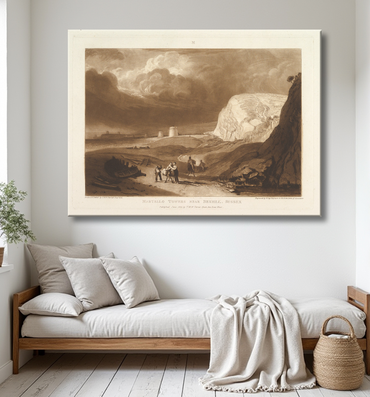 Reproduction Tours Martello près de Bexhill, Sussex (Liber Studiorum, partie VII, planche 34) de Joseph Mallord William Turner avec decor