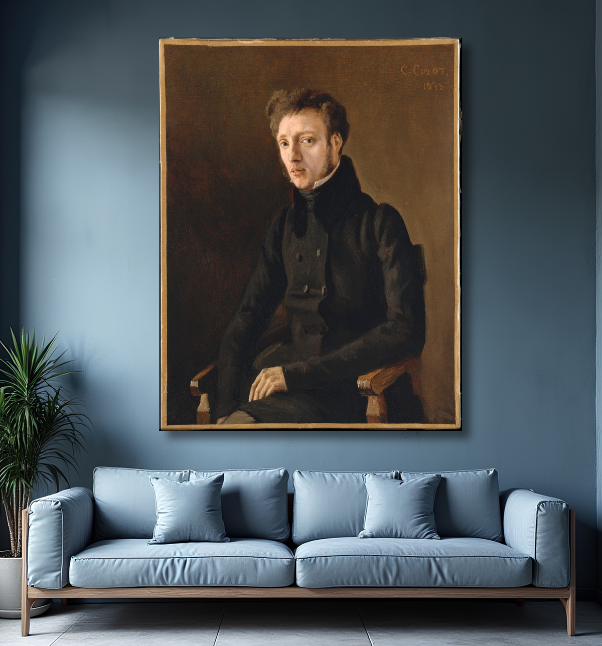 Reproduction Toussaint Lemaistre (1807/8–1888) de Camille Corot avec decor