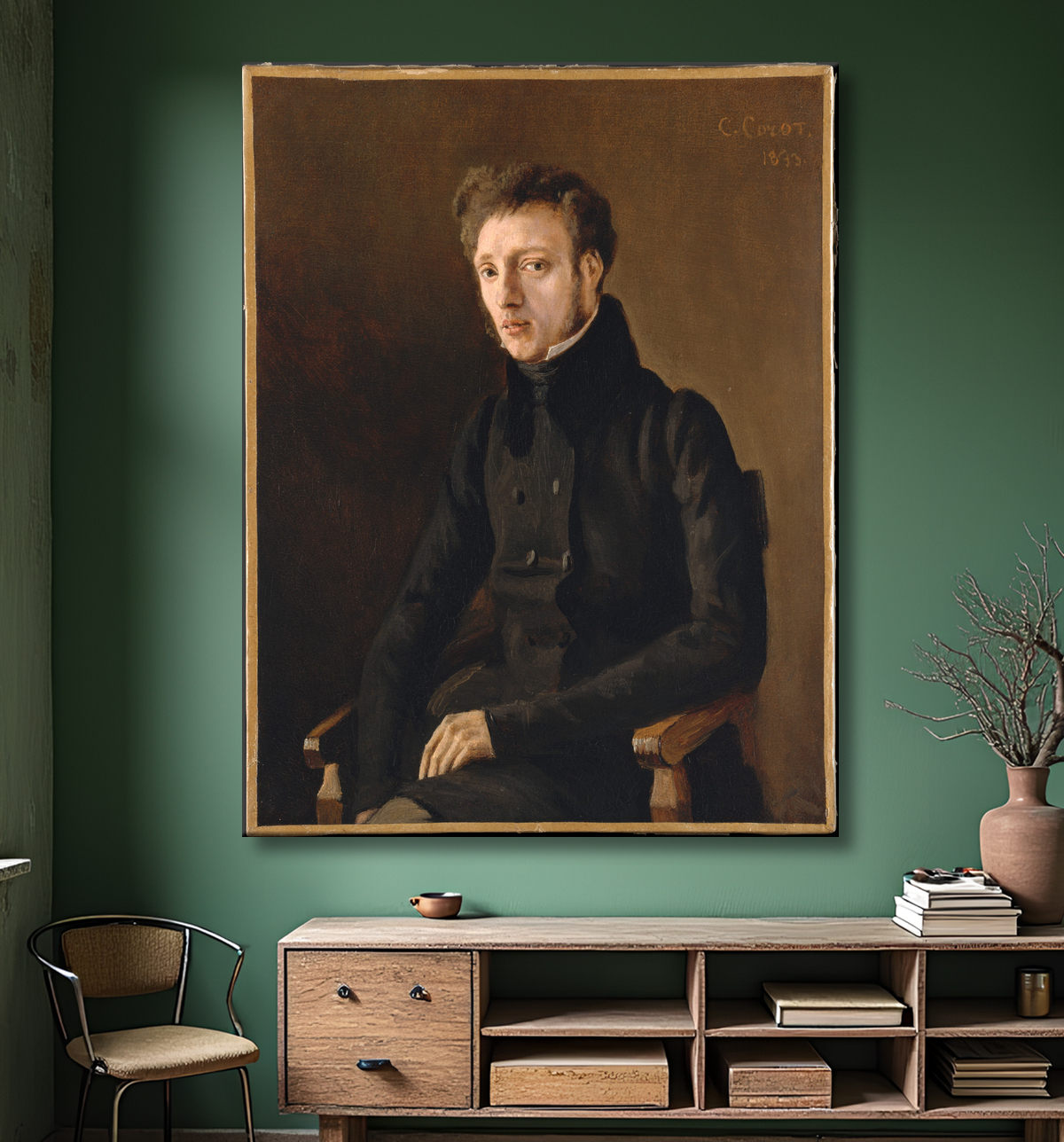 Reproduction Toussaint Lemaistre (1807/8–1888) de Camille Corot avec decor