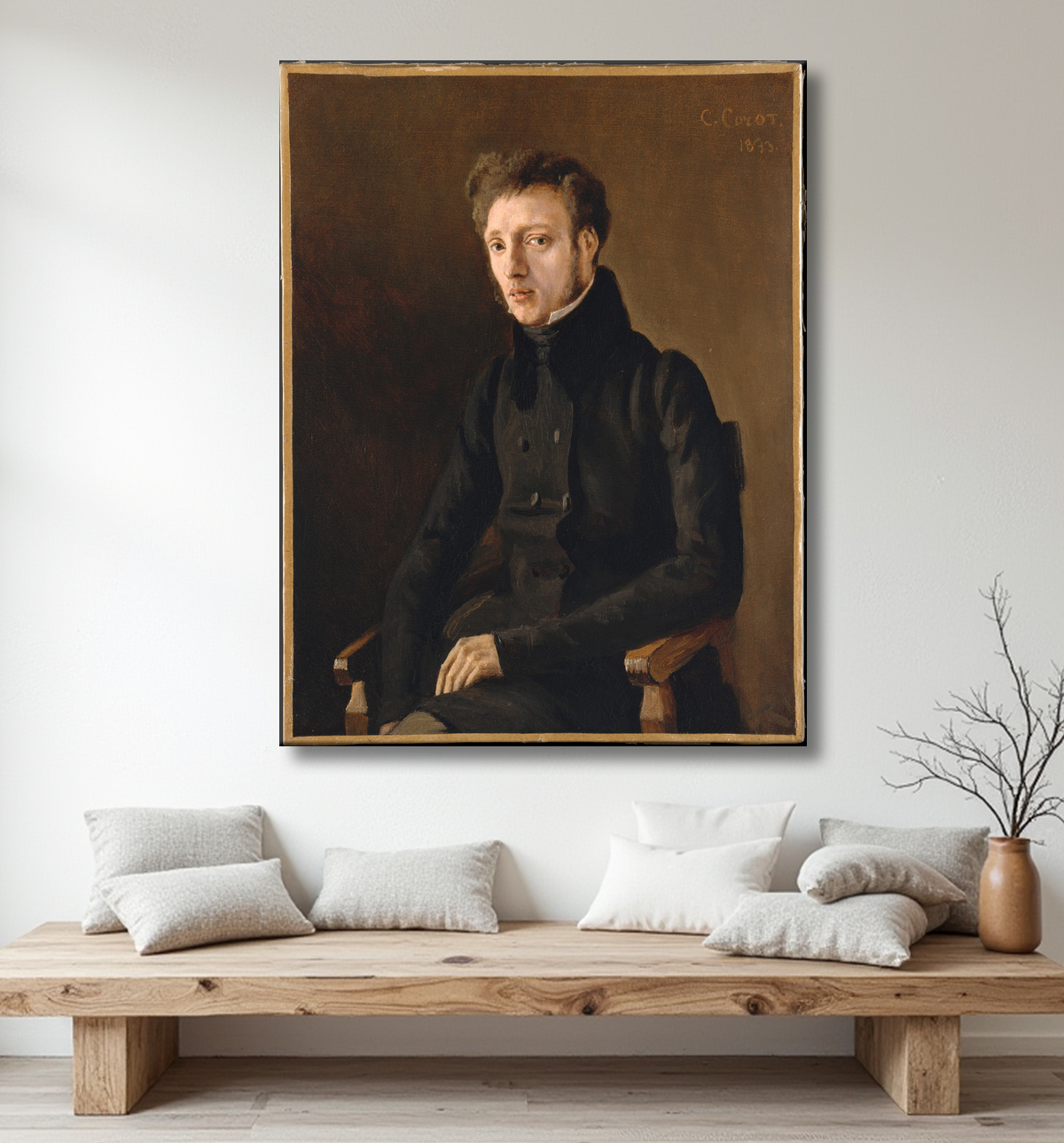Reproduction Toussaint Lemaistre (1807/8–1888) de Camille Corot avec decor