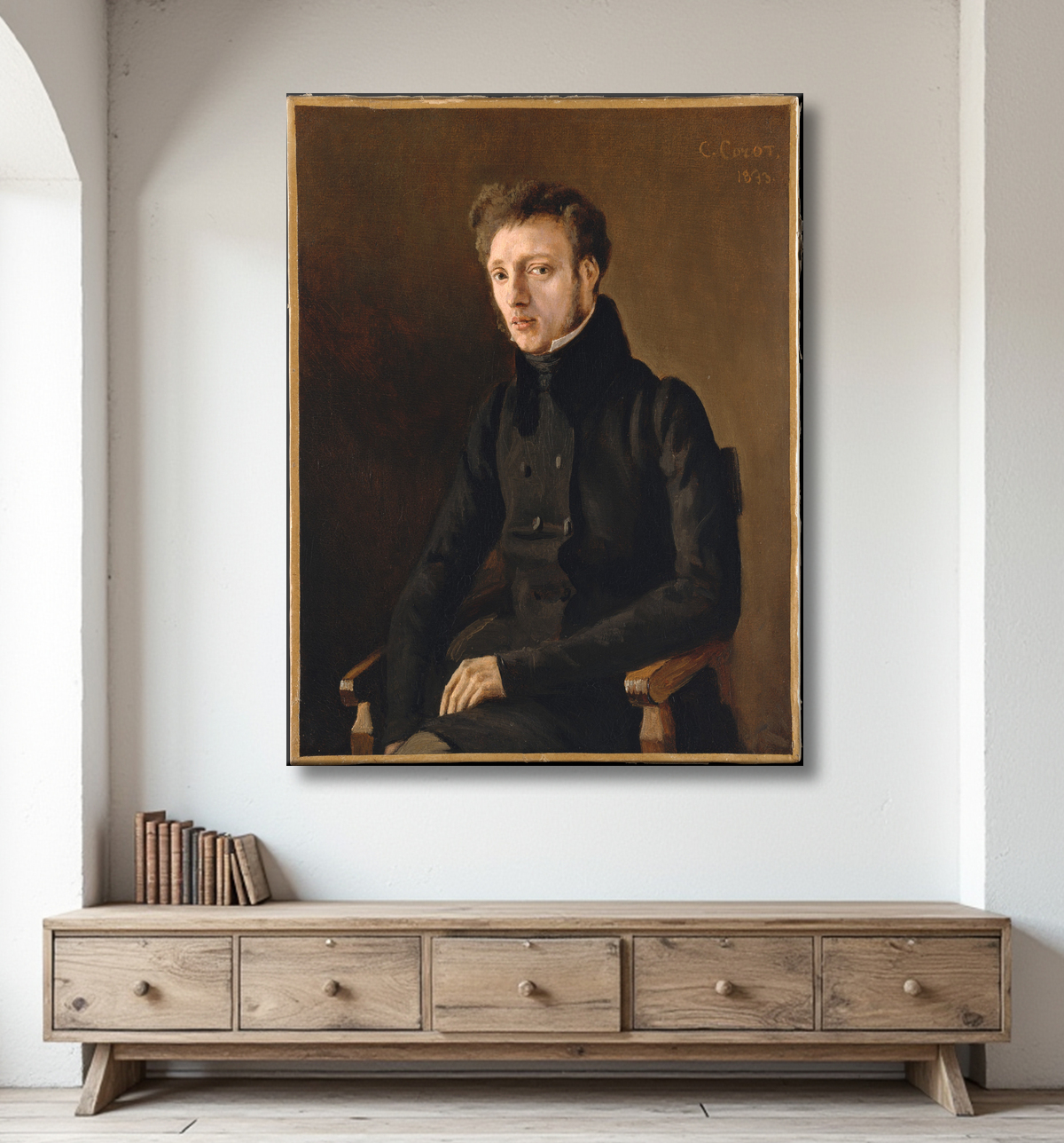 Reproduction Toussaint Lemaistre (1807/8–1888) de Camille Corot avec decor