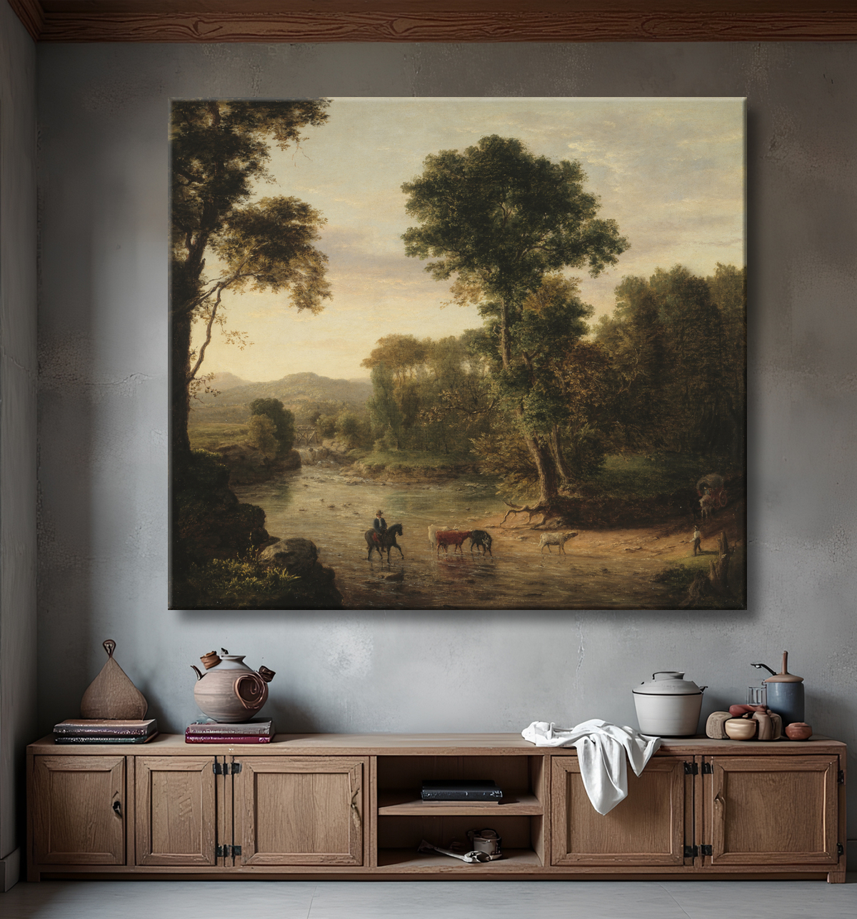 Reproduction Traversée du gué de George Inness avec decor