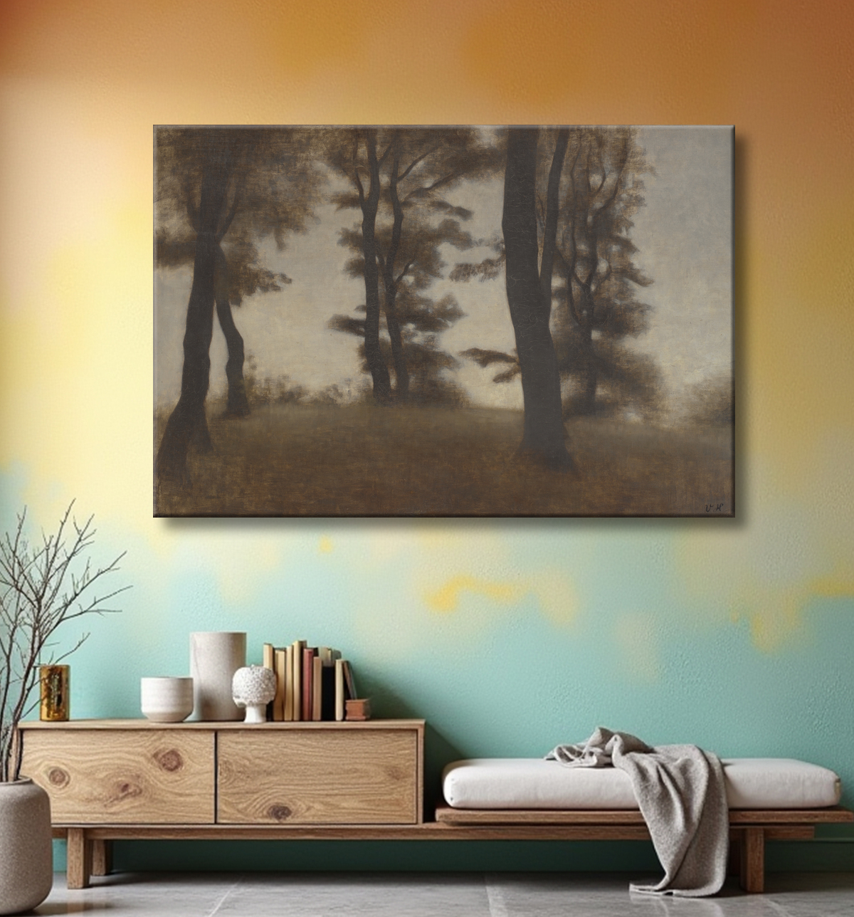 Reproduction Troncs d'arbres. Arresødal près de Frederiksværk, Zélande du Nord de Hammershøi, Vilhelm avec decor