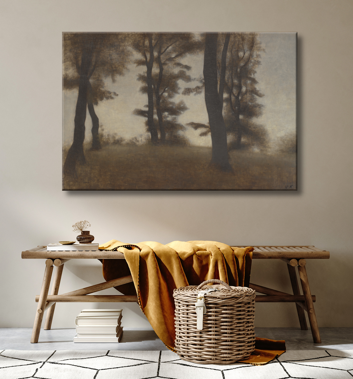 Reproduction Troncs d'arbres. Arresødal près de Frederiksværk, Zélande du Nord de Hammershøi, Vilhelm avec decor