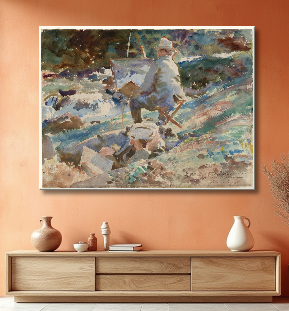 Reproduction Un artiste à son chevalet de John Singer Sargent avec decor