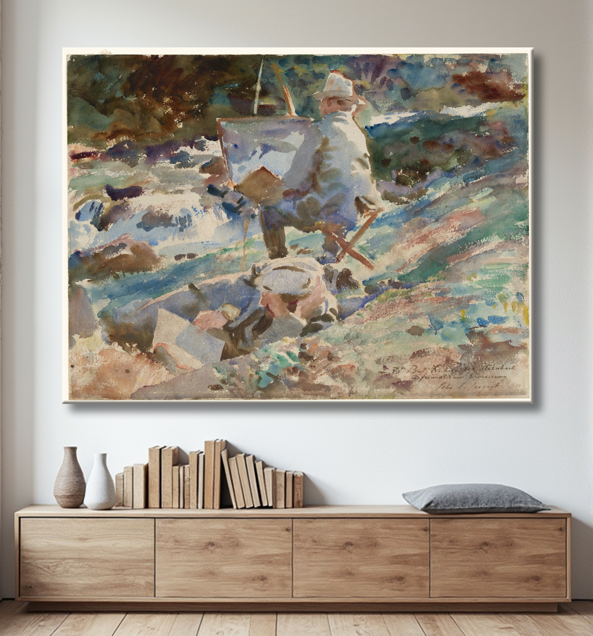Reproduction Un artiste à son chevalet de John Singer Sargent avec decor