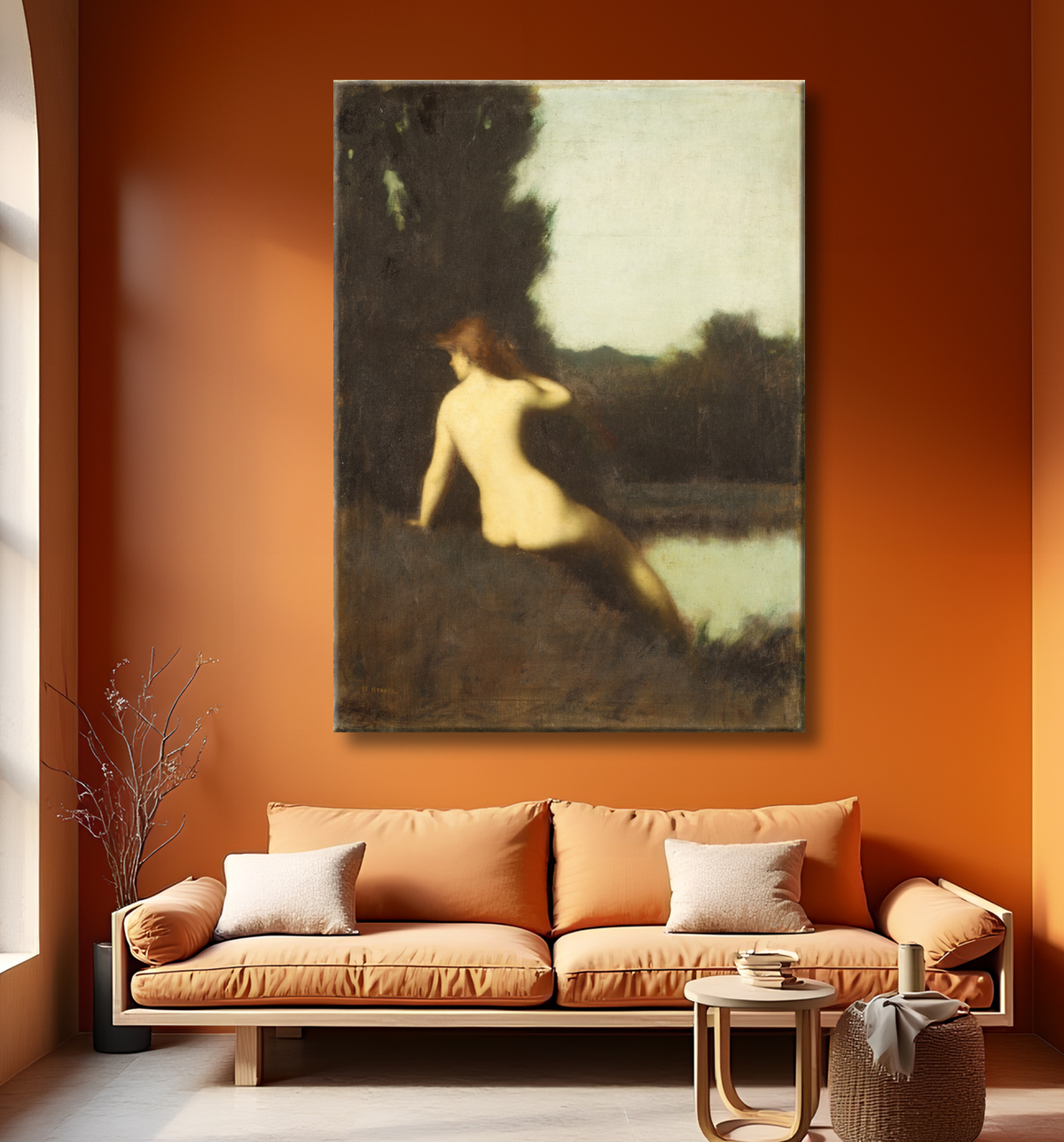 Reproduction Un baigneur (Echo) de Jean-Jacques Henner avec decor