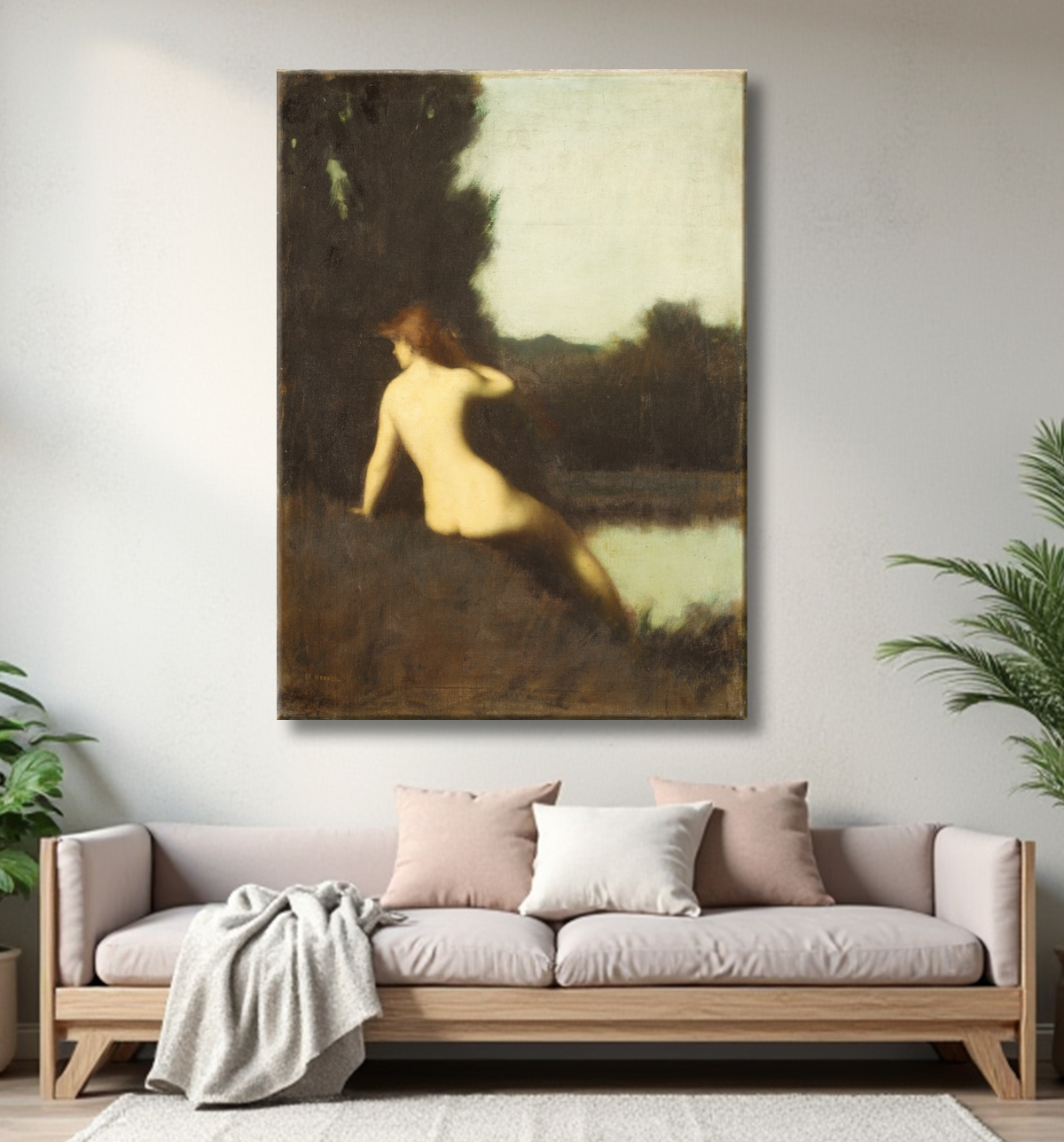 Reproduction Un baigneur (Echo) de Jean-Jacques Henner avec decor