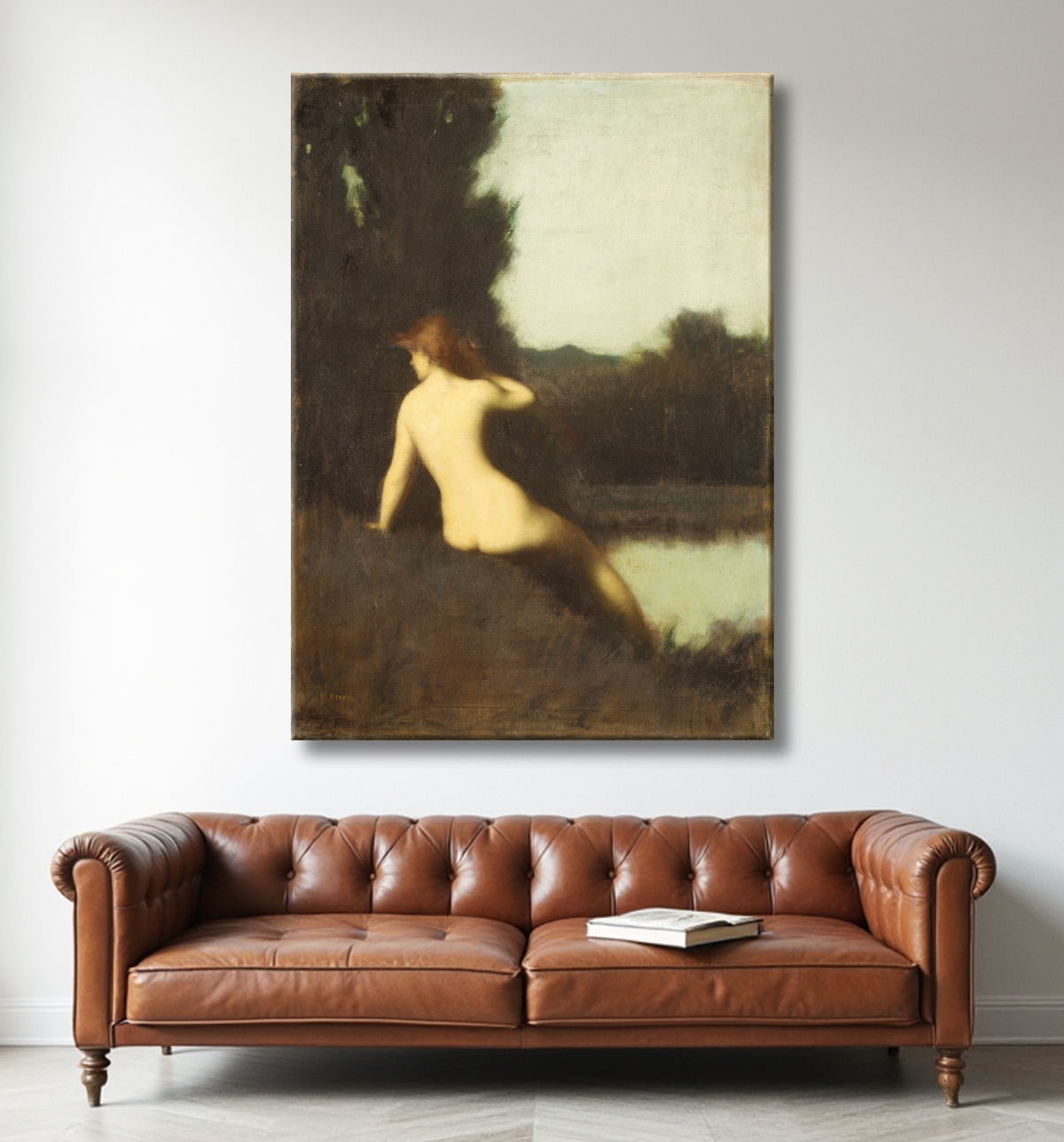 Reproduction Un baigneur (Echo) de Jean-Jacques Henner avec decor