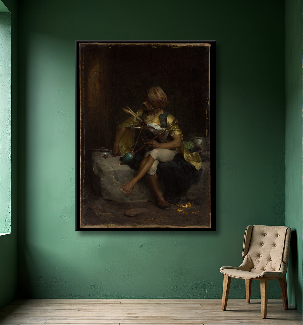 Reproduction Un Bashi-Bazouk de Charles Bargue avec decor