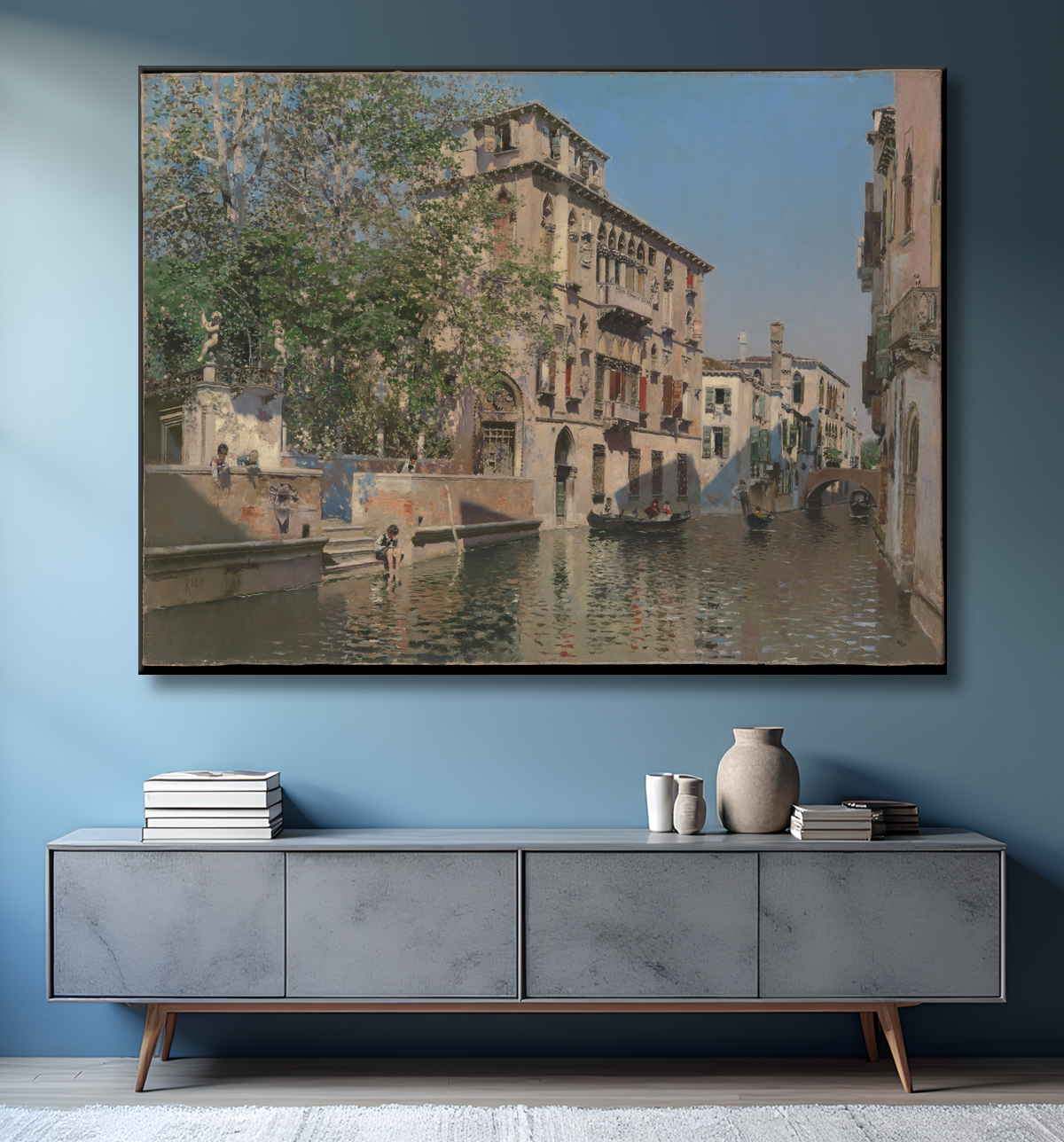 Reproduction Un canal à Venise de Martín Rico y Ortega avec decor
