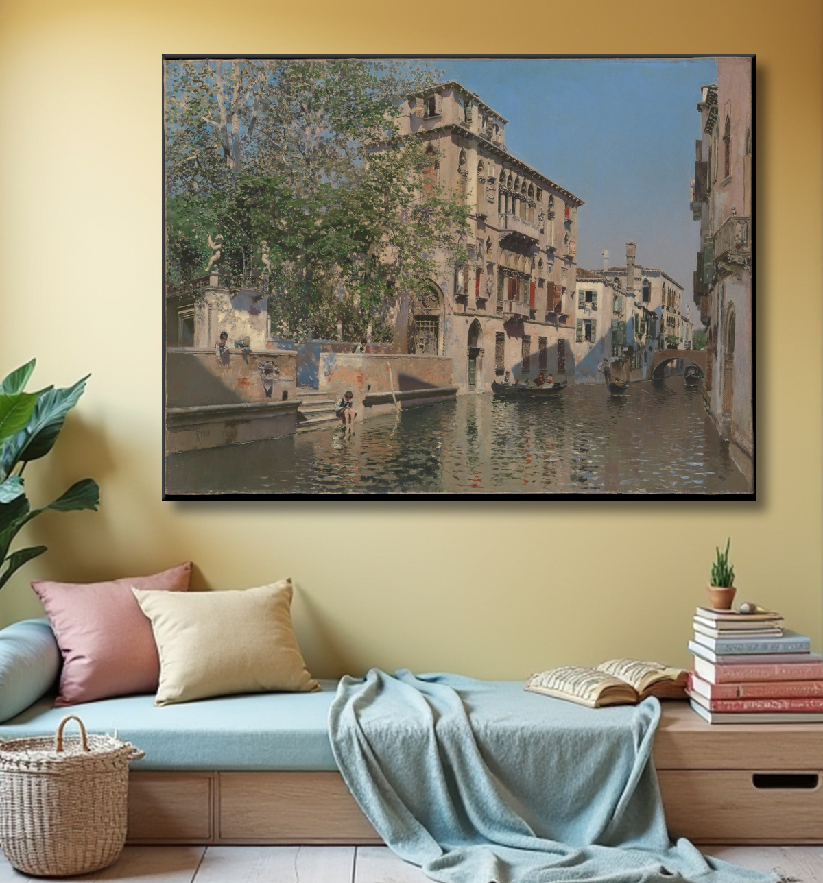 Reproduction Un canal à Venise de Martín Rico y Ortega avec decor