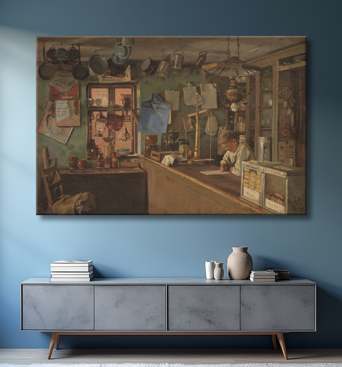Reproduction Un épicier de campagne de Smidth, Hans avec decor