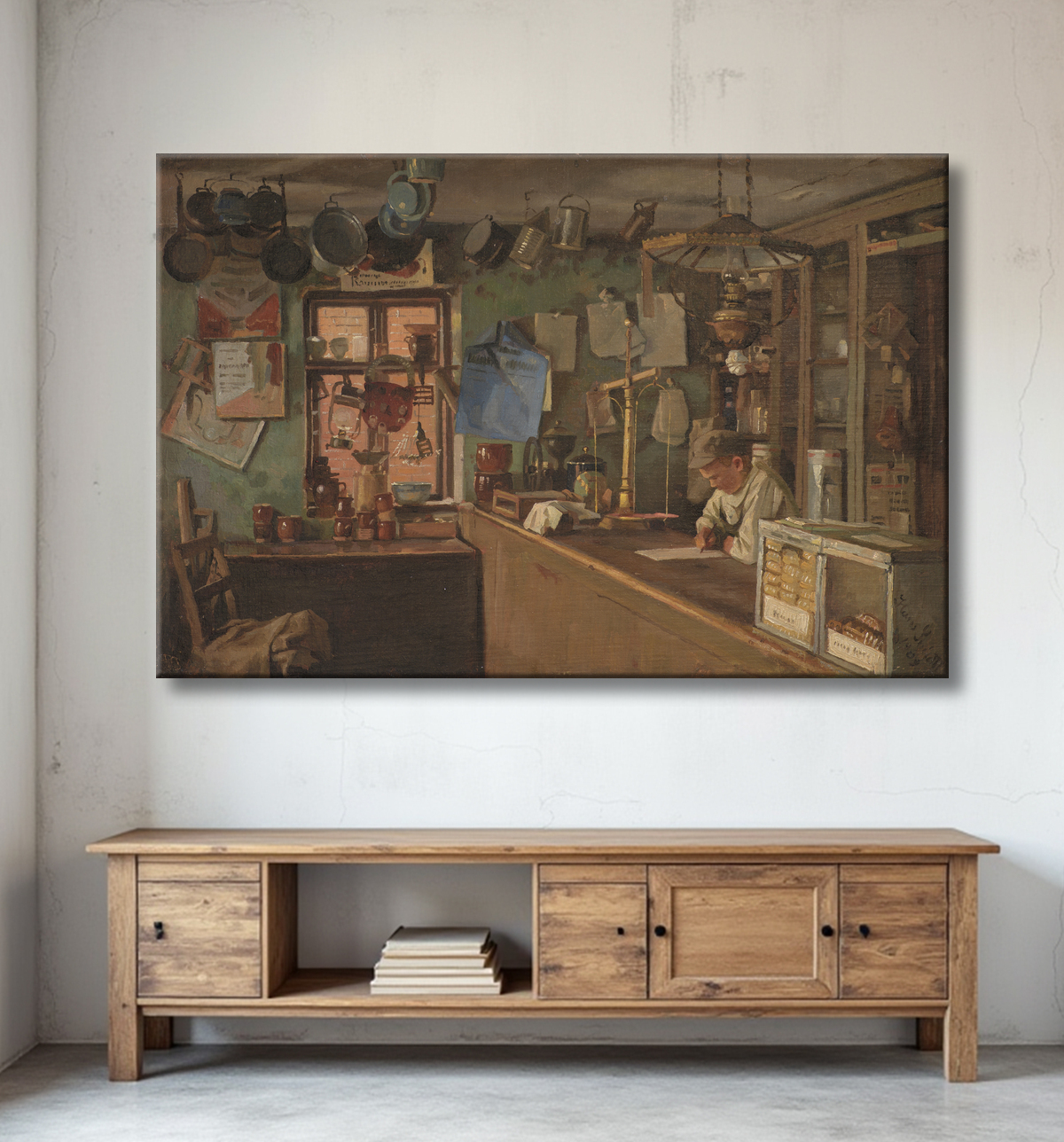 Reproduction Un épicier de campagne de Smidth, Hans avec decor
