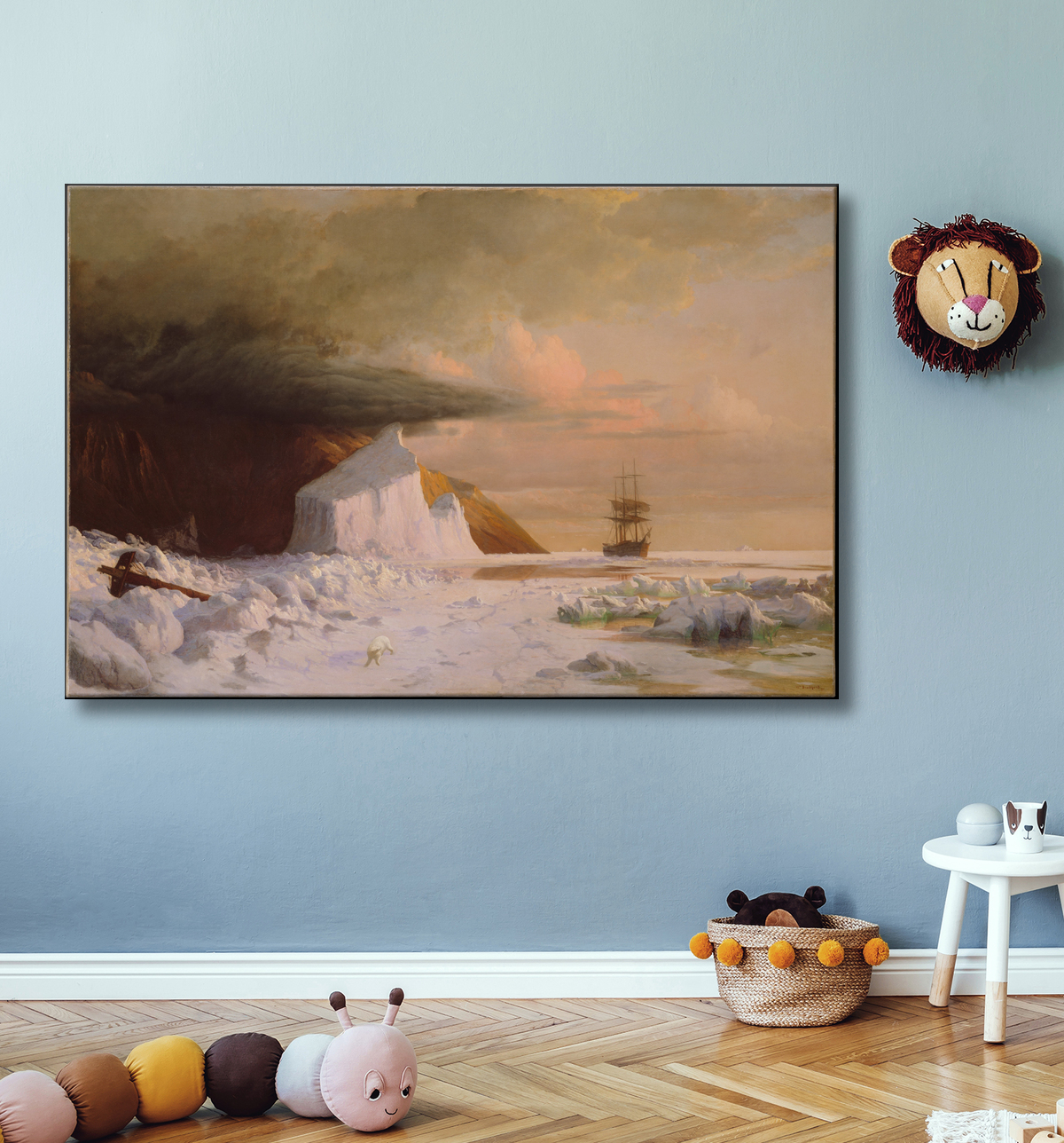 Reproduction Un été arctique : percer la meute dans la baie Melville de William Bradford avec decor
