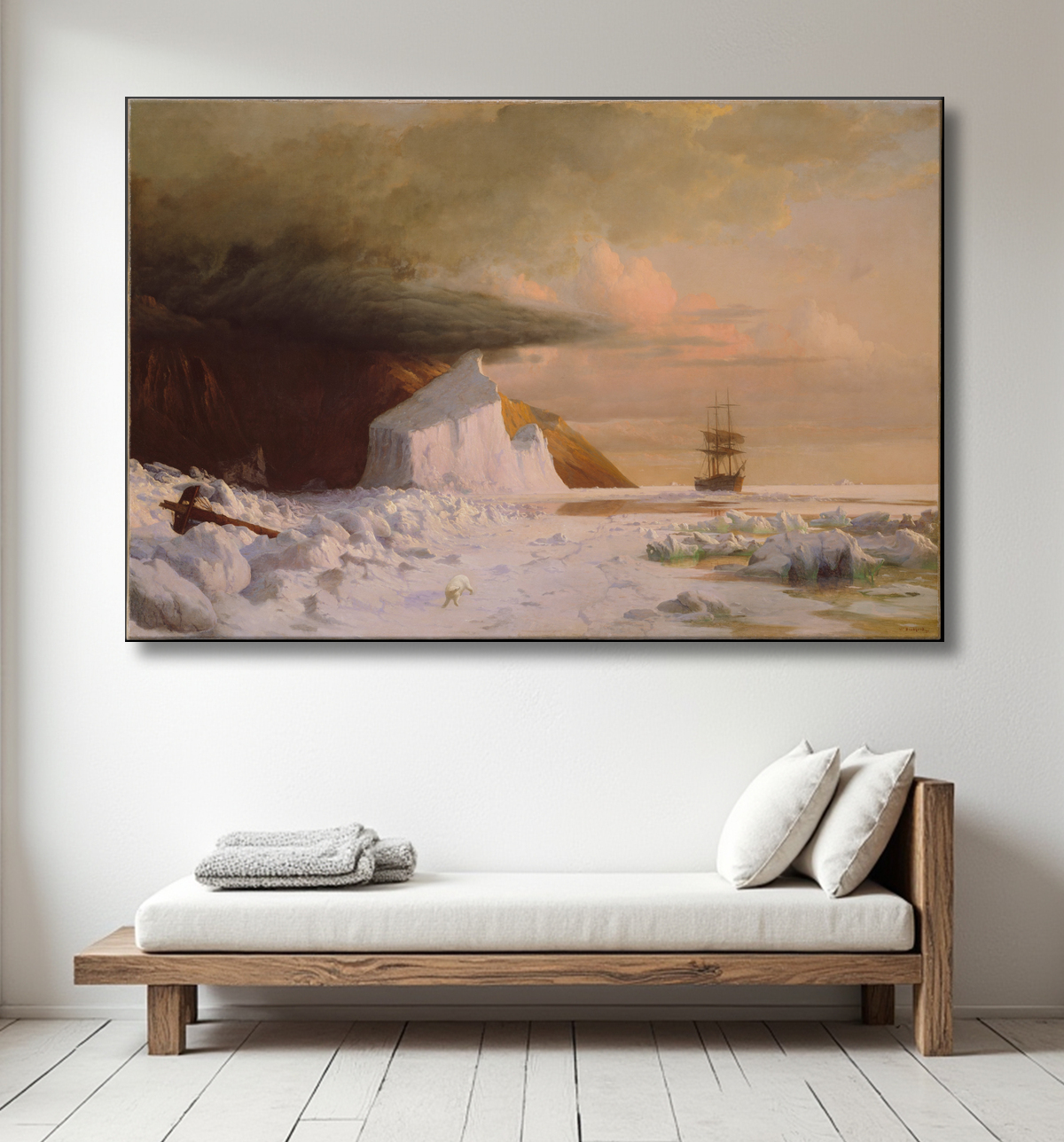 Reproduction Un été arctique : percer la meute dans la baie Melville de William Bradford avec decor