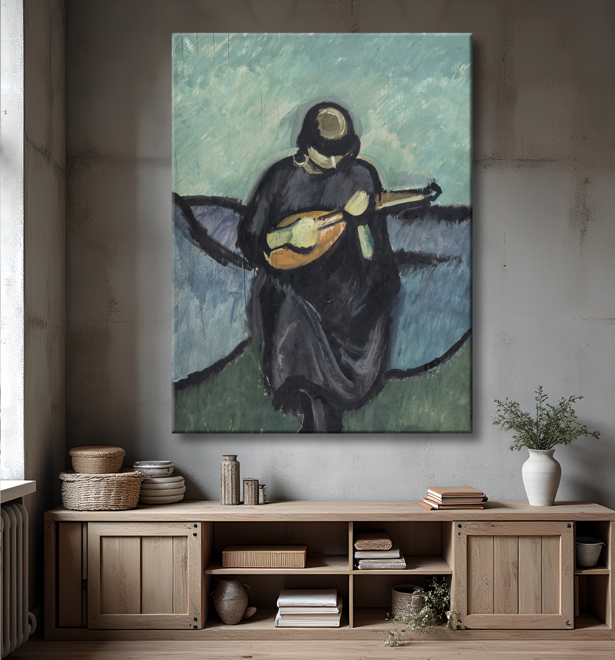 Reproduction Un Mandoliniste de Giersing, Harald avec decor