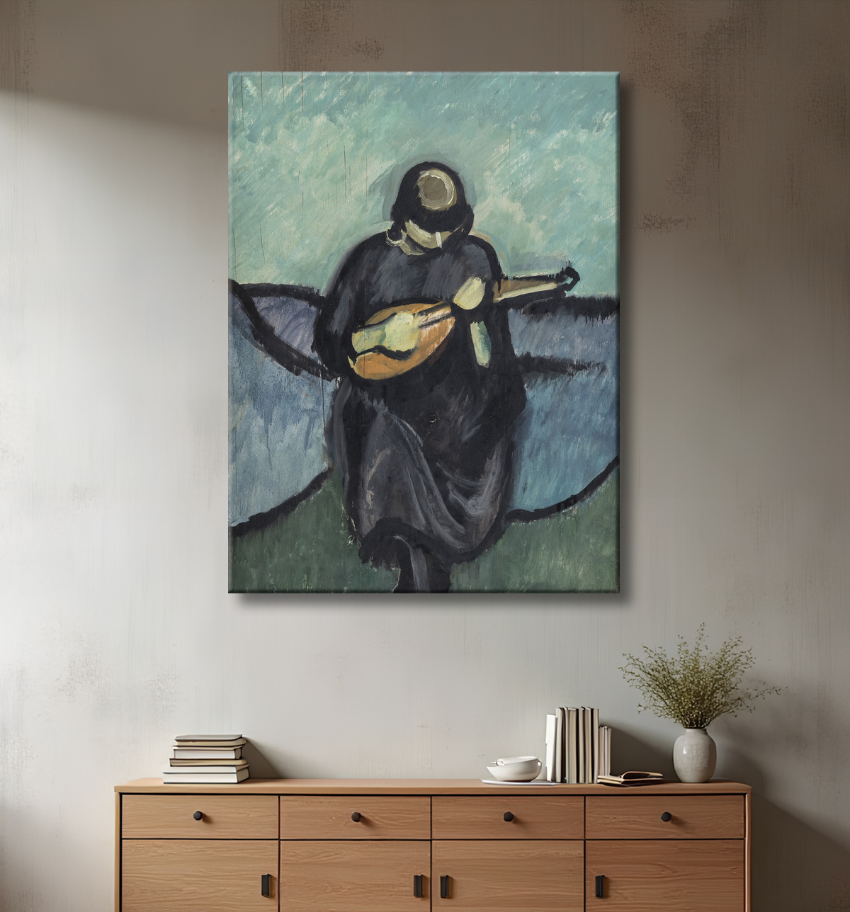 Reproduction Un Mandoliniste de Giersing, Harald avec decor