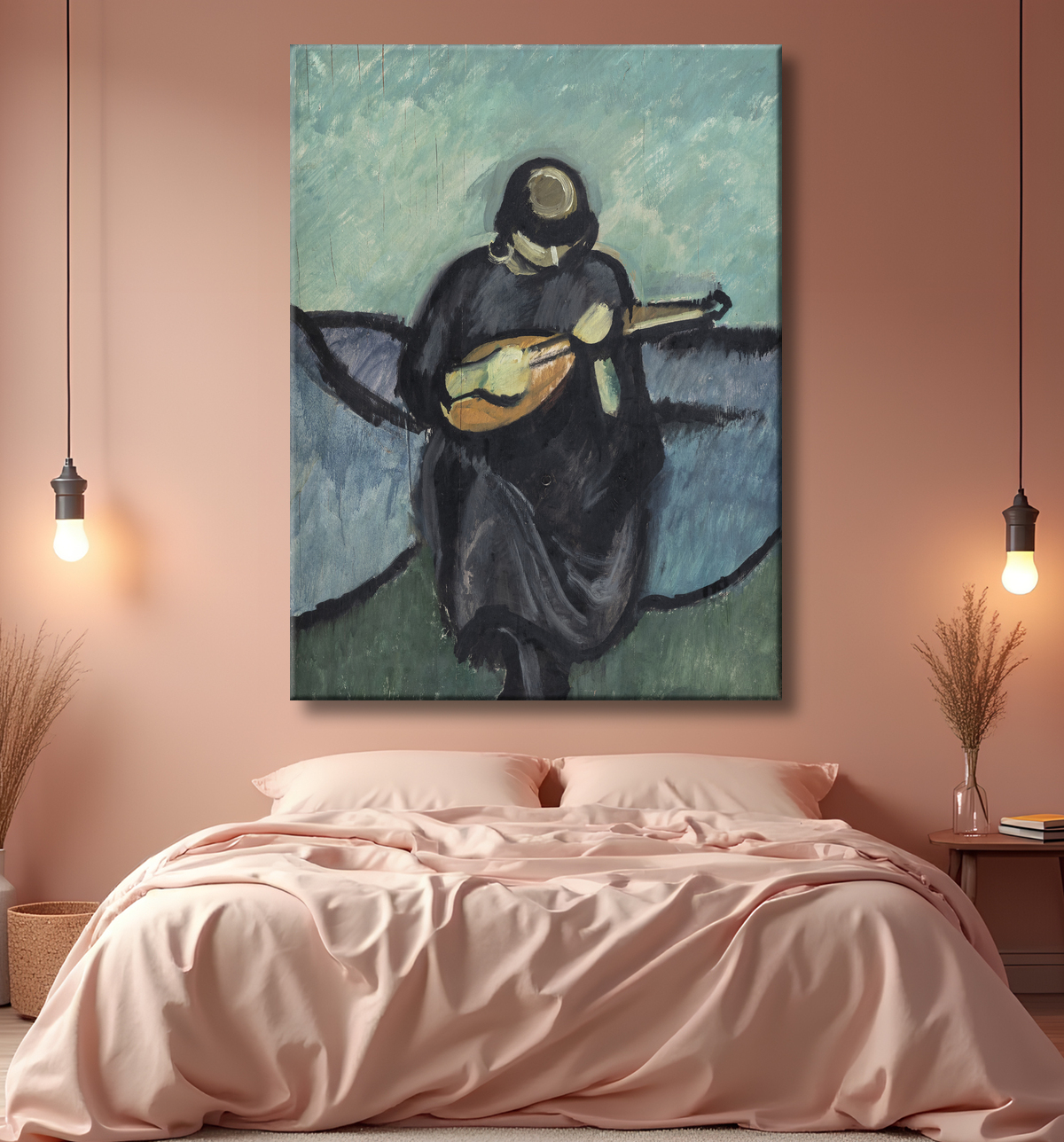 Reproduction Un Mandoliniste de Giersing, Harald avec decor