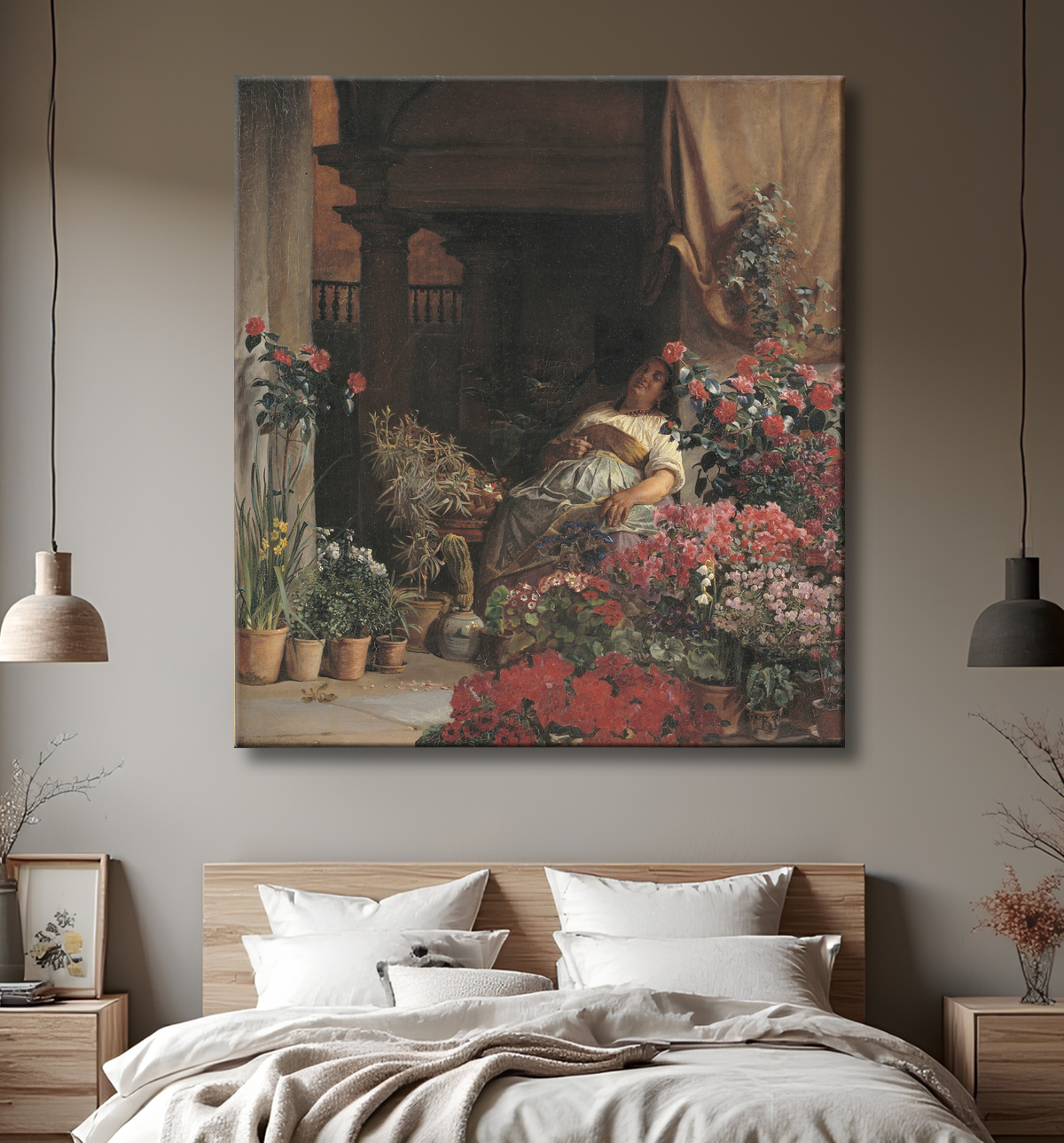 Poster fine art haut de gamme fabriqué en France ou toile imprimée. Un marchand de fleurs florentin...