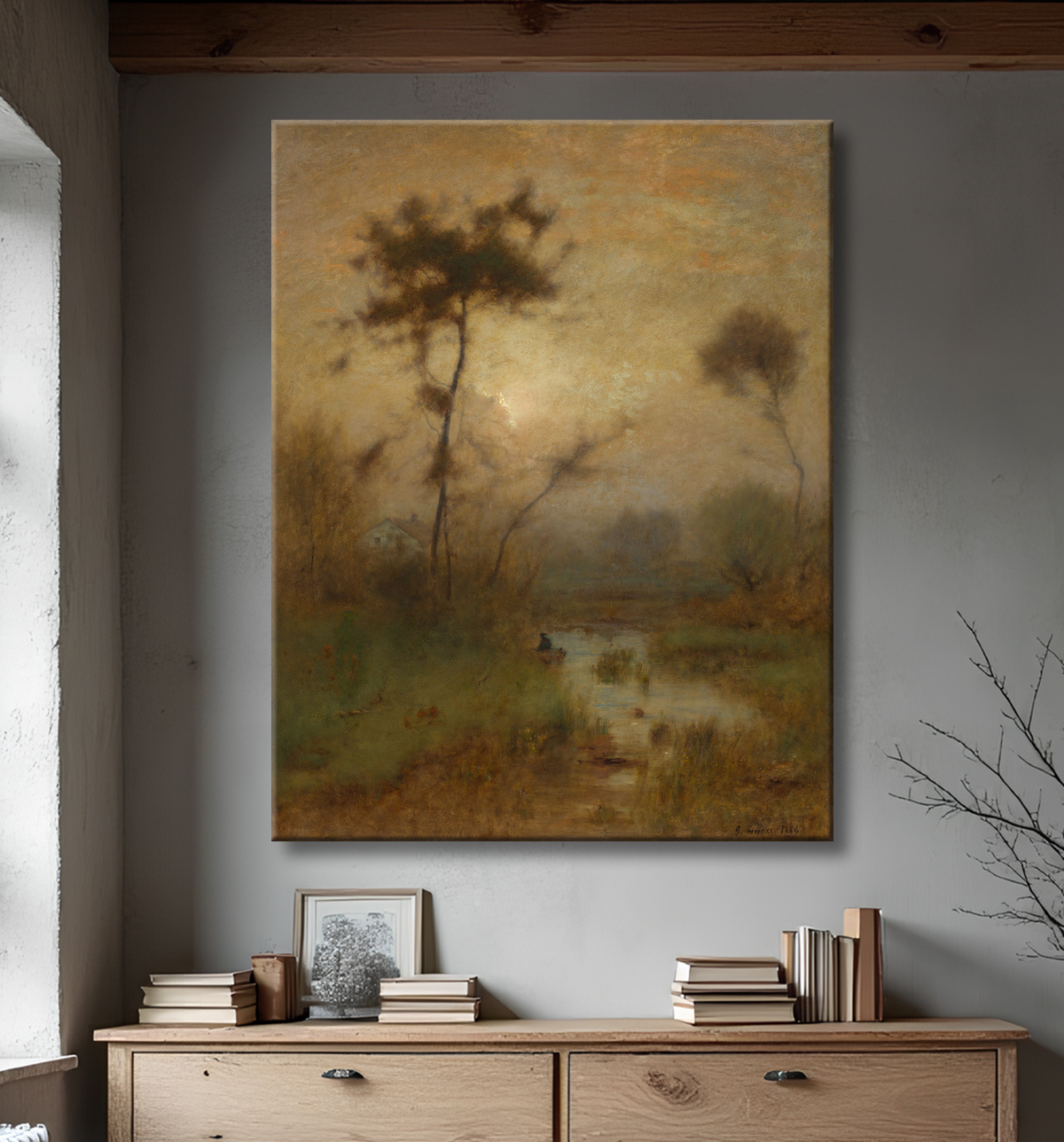 Reproduction Un matin d'argent de George Inness avec decor
