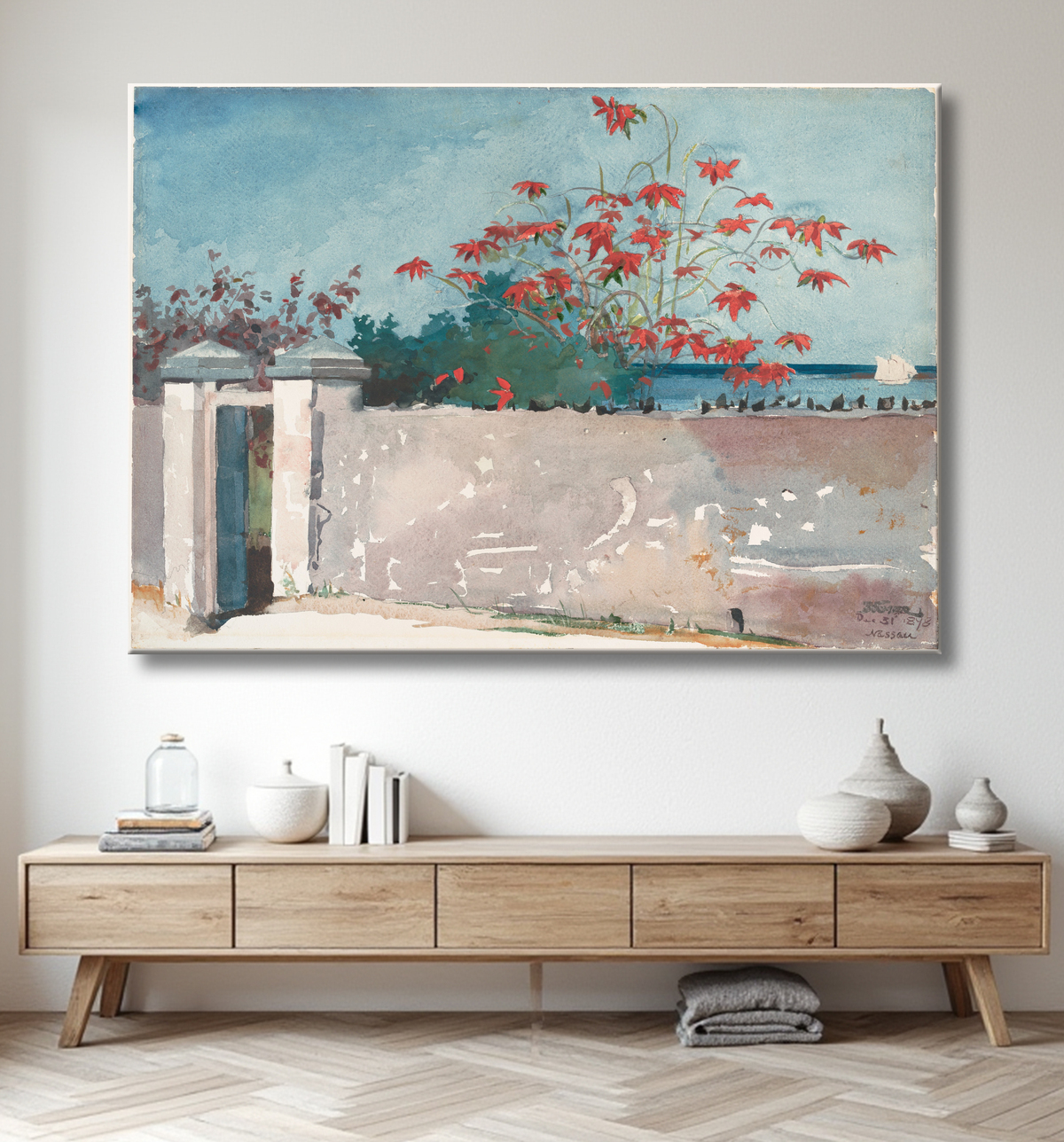 Reproduction Un mur, Nassau de Winslow Homer avec decor