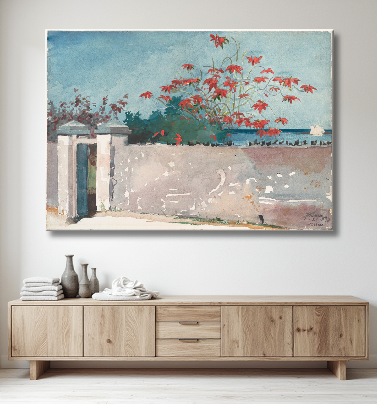 Reproduction Un mur, Nassau de Winslow Homer avec decor
