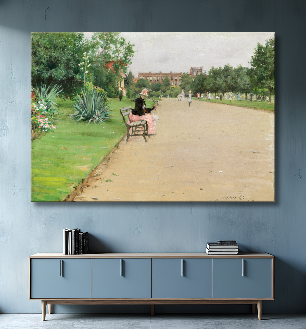 Reproduction Un parc municipal de William Merritt Chase avec decor