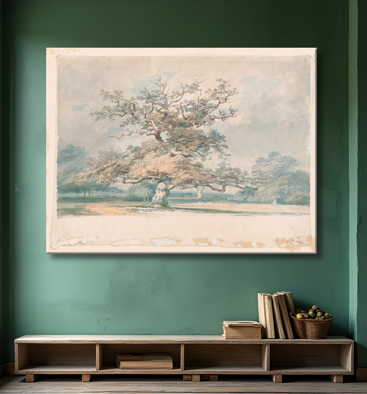 Reproduction Un paysage avec un vieux chêne (ou hêtre) de Joseph Mallord William Turner avec decor