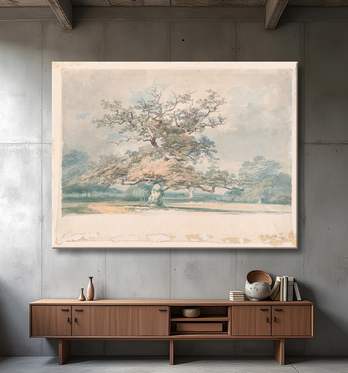 Reproduction Un paysage avec un vieux chêne (ou hêtre) de Joseph Mallord William Turner avec decor