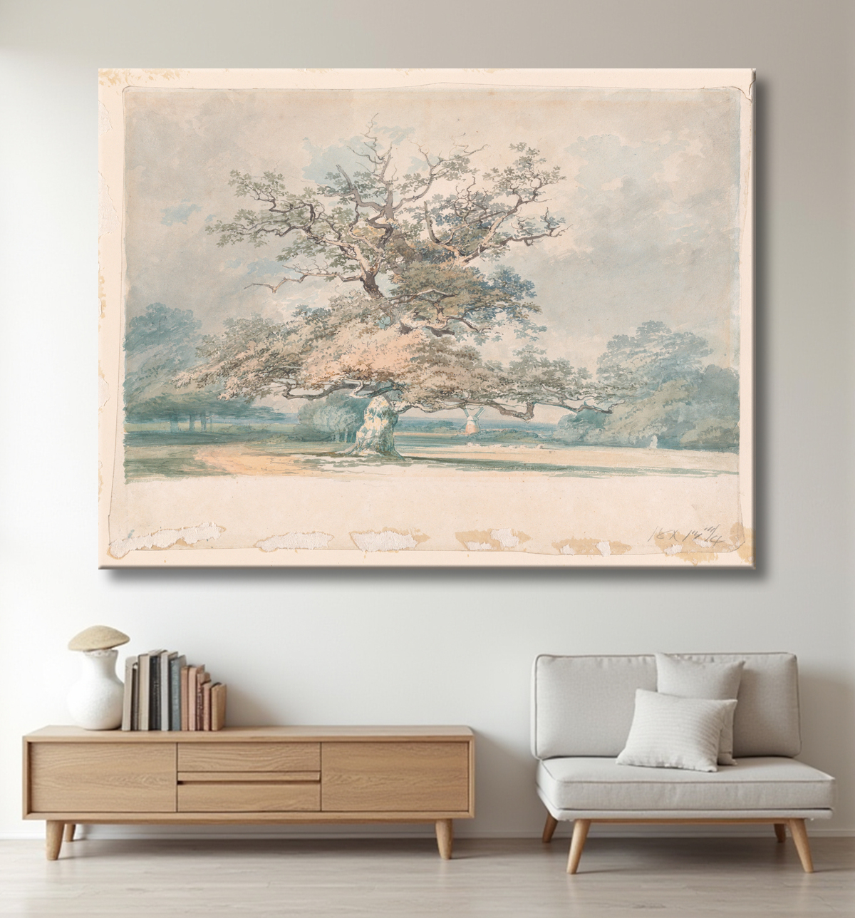Reproduction Un paysage avec un vieux chêne (ou hêtre) de Joseph Mallord William Turner avec decor
