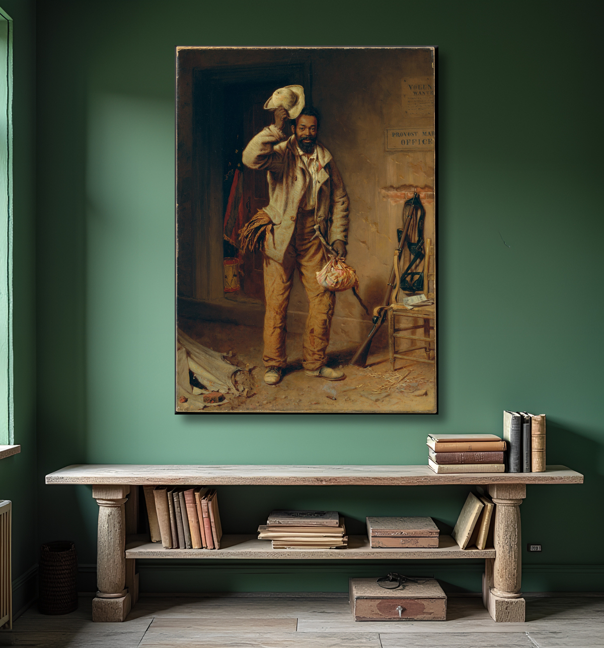 Reproduction Un peu d'histoire de la guerre : la contrebande de Thomas Waterman Wood avec decor