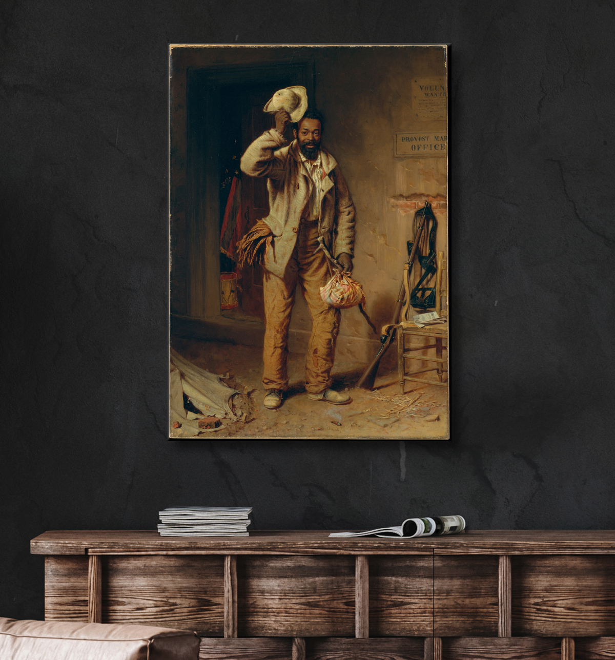 Reproduction Un peu d'histoire de la guerre : la contrebande de Thomas Waterman Wood avec decor