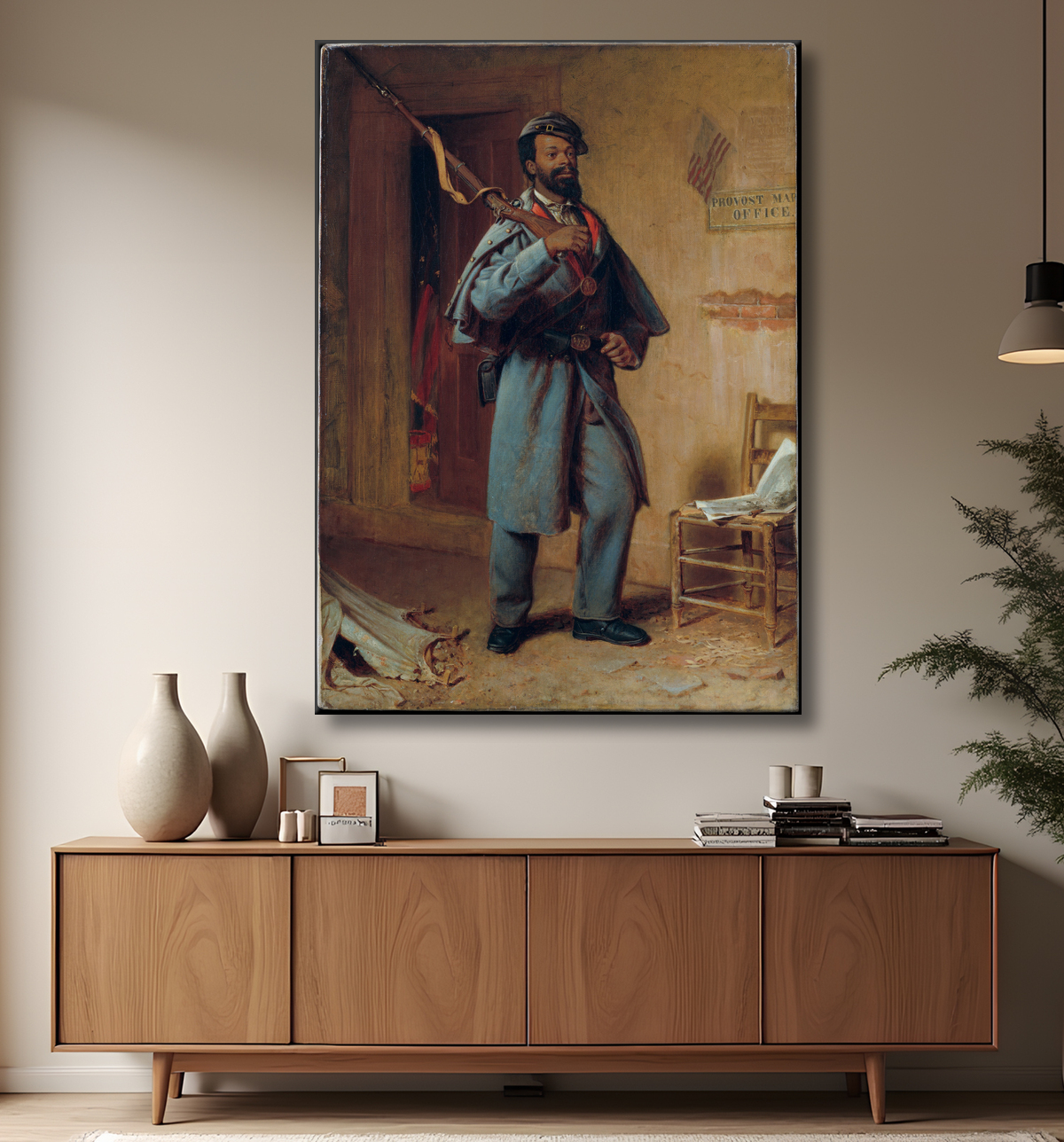 Reproduction Un peu d'histoire de la guerre : la recrue de Thomas Waterman Wood avec decor