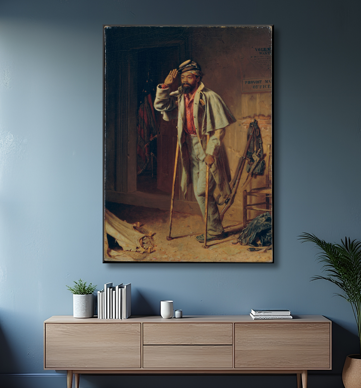Reproduction Un peu d'histoire de la guerre : le vétéran de Thomas Waterman Wood avec decor