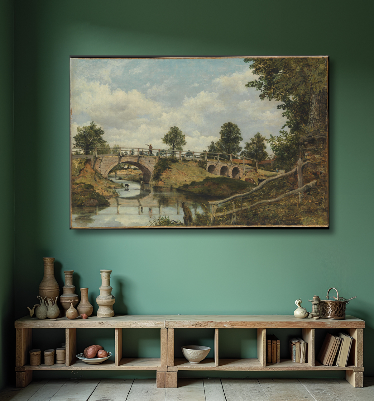 Reproduction Un vieux pont à Hendon, Middlesex de Frederick Waters Watts avec decor