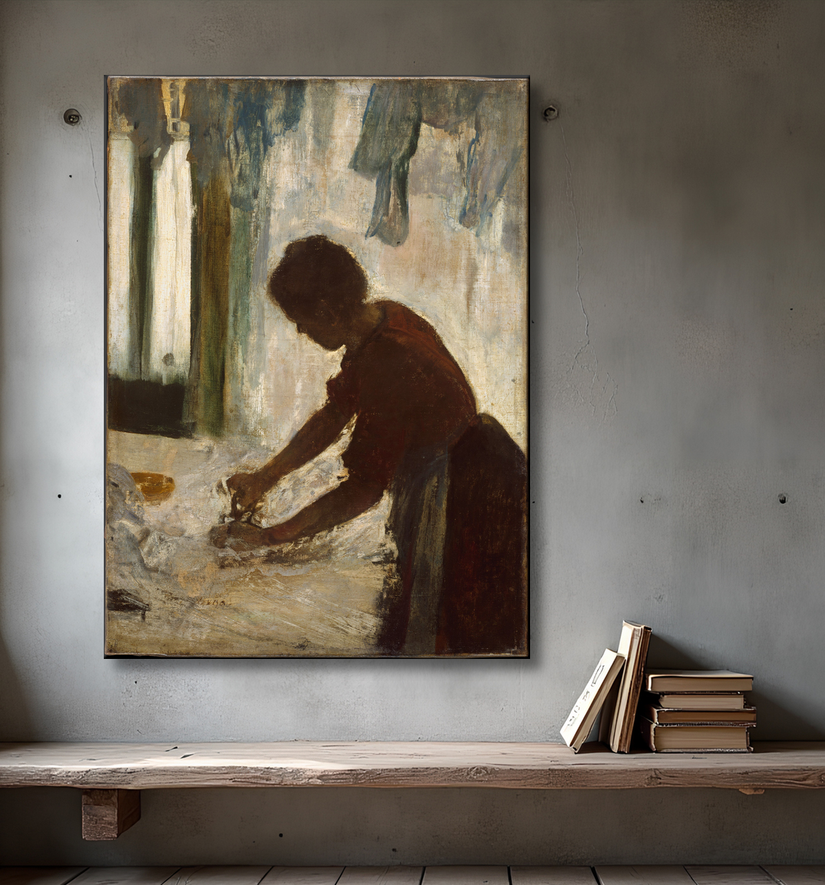 Reproduction Une femme en train de repasser de Edgar Degas avec decor