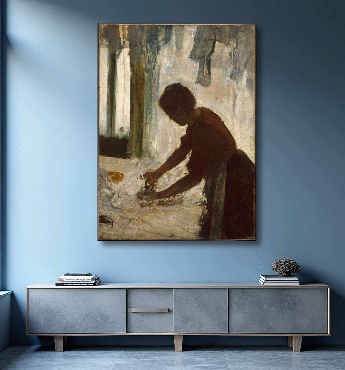 Reproduction Une femme en train de repasser de Edgar Degas avec decor