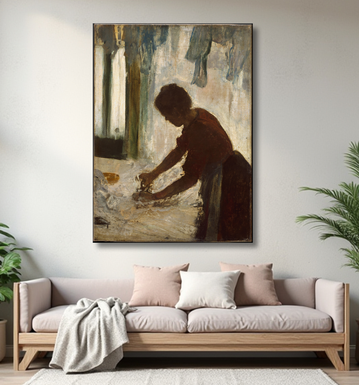 Reproduction Une femme en train de repasser de Edgar Degas avec decor