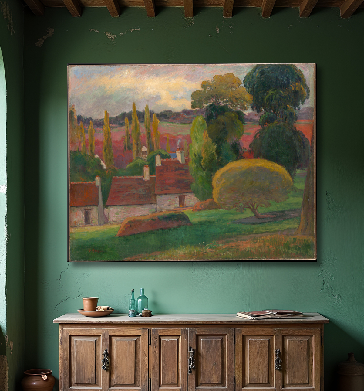 Reproduction Une ferme en Bretagne de Paul Gauguin avec decor
