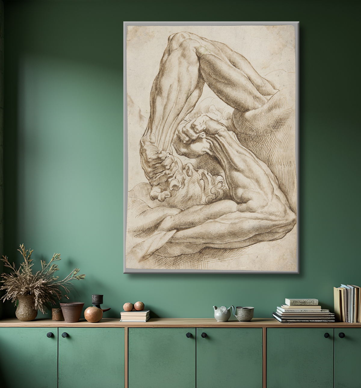 Reproduction Une feuille d'études anatomiques de Peter Paul Rubens avec decor