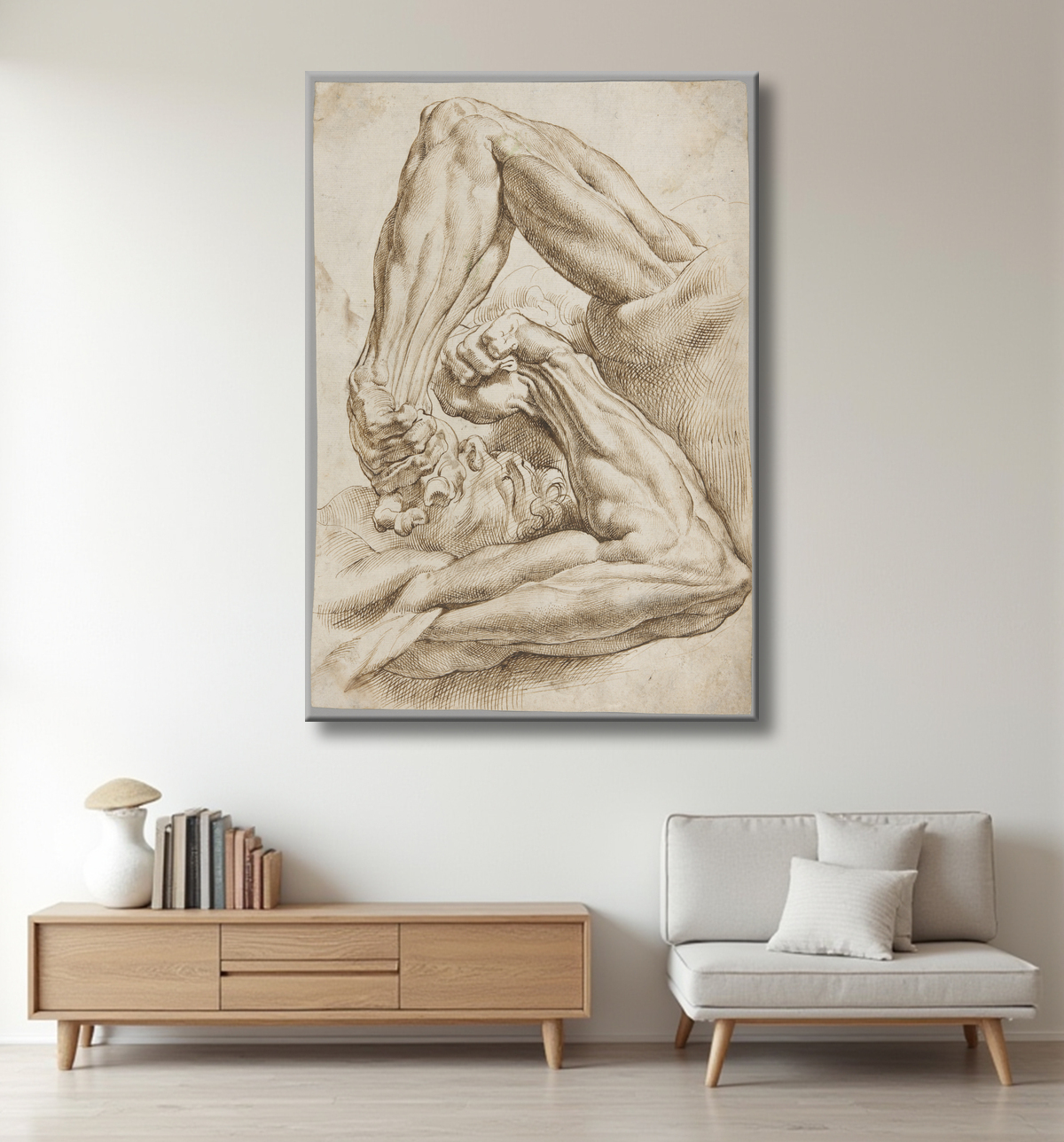 Reproduction Une feuille d'études anatomiques de Peter Paul Rubens avec decor