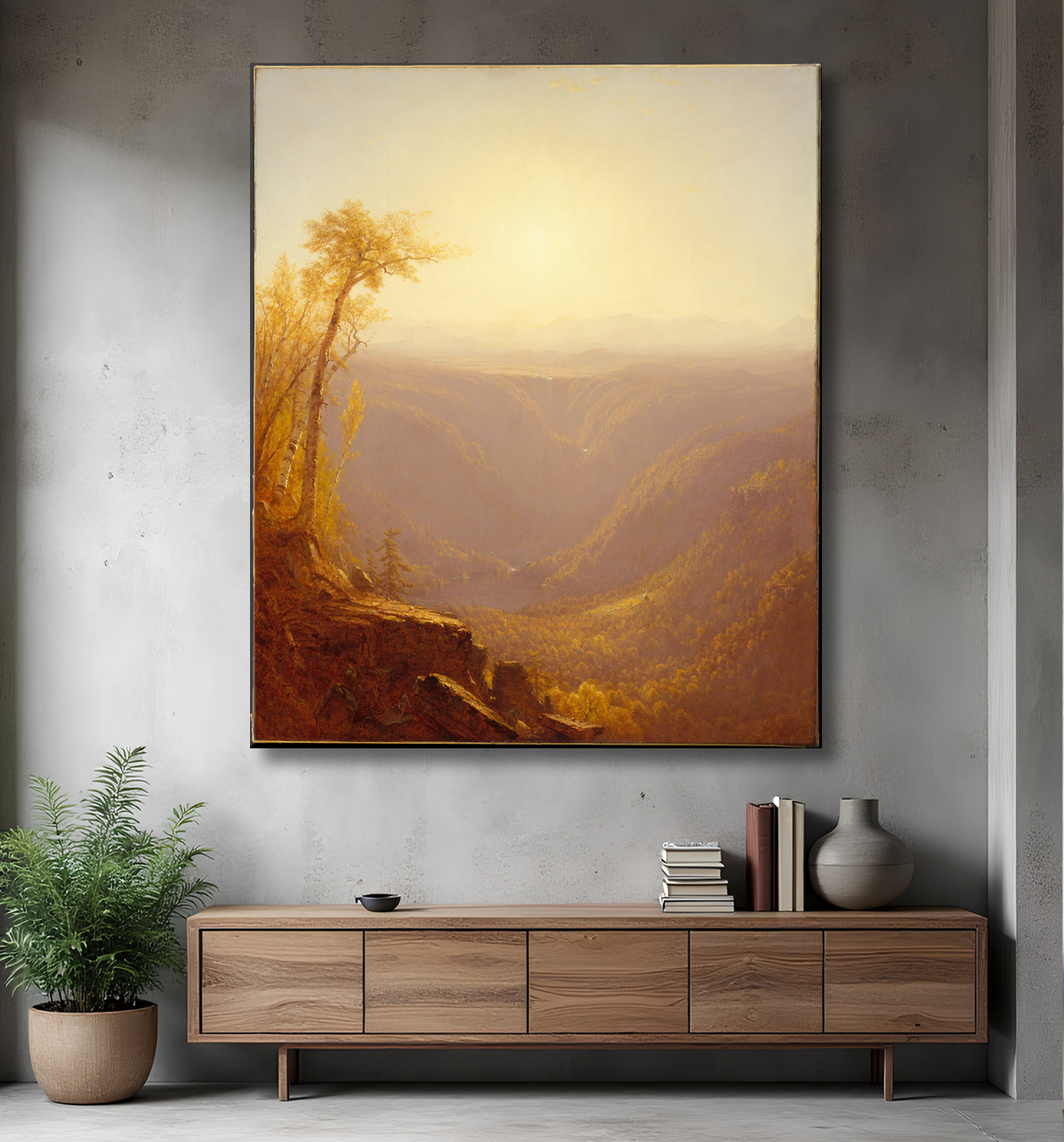 Reproduction Une gorge dans les montagnes (Kauterskill Clove) de Sanford Robinson Gifford avec decor