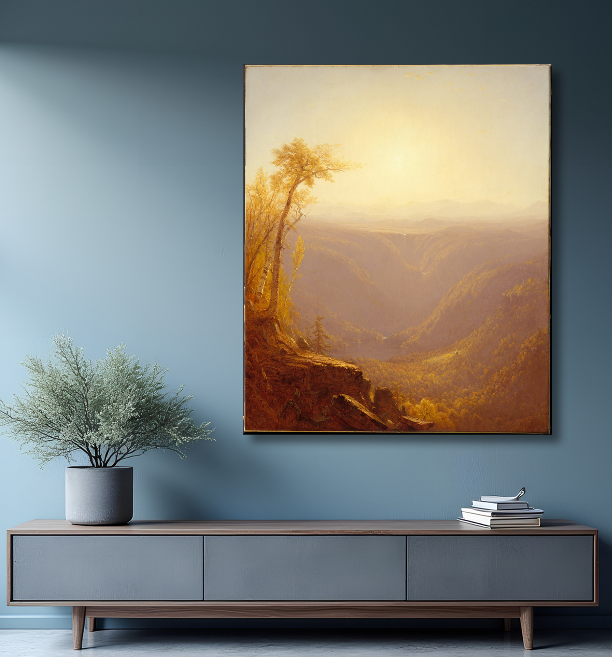 Reproduction Une gorge dans les montagnes (Kauterskill Clove) de Sanford Robinson Gifford avec decor