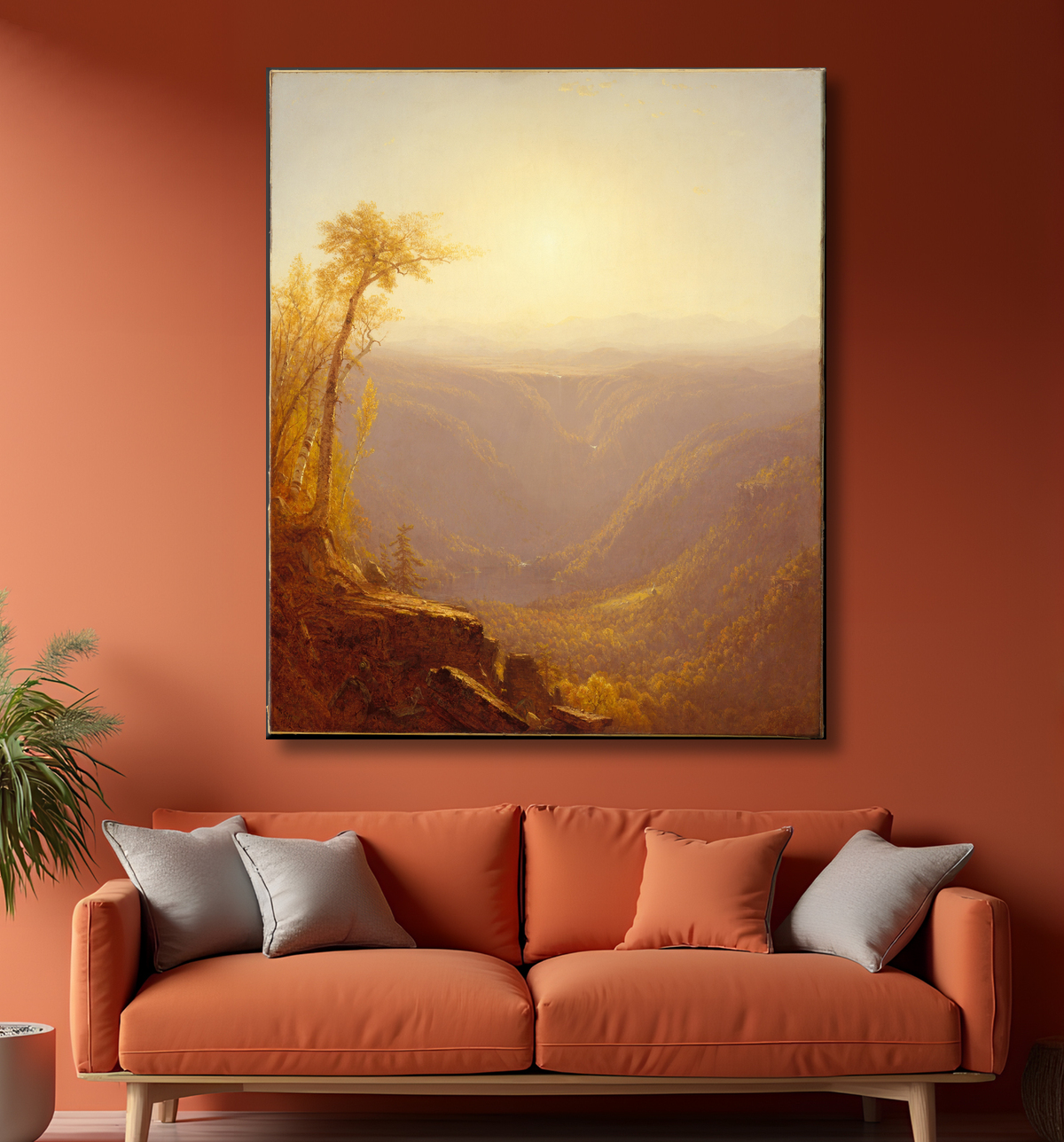 Reproduction Une gorge dans les montagnes (Kauterskill Clove) de Sanford Robinson Gifford avec decor
