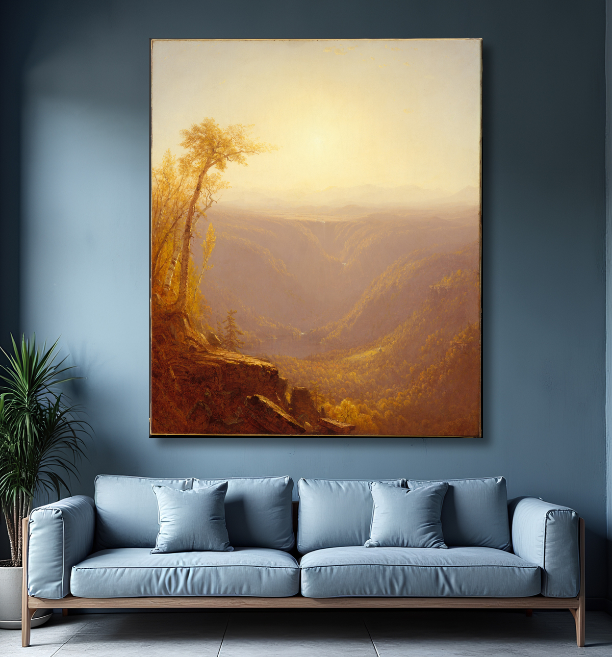 Reproduction Une gorge dans les montagnes (Kauterskill Clove) de Sanford Robinson Gifford avec decor