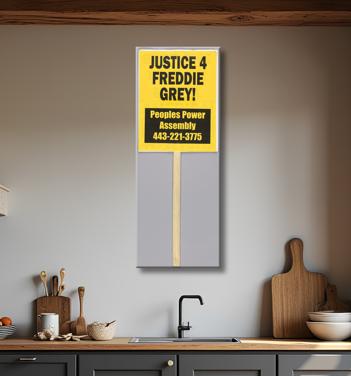 Reproduction Une pancarte indiquant "Arrêtez le racisme maintenant" utilisée lors des manifestations de Baltimore de Peoples Power Assemblies, American avec decor