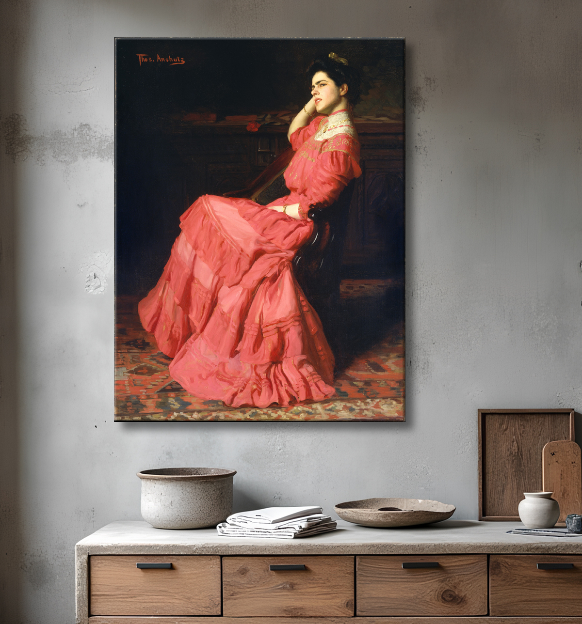 Reproduction une rose de Thomas Anshutz avec decor
